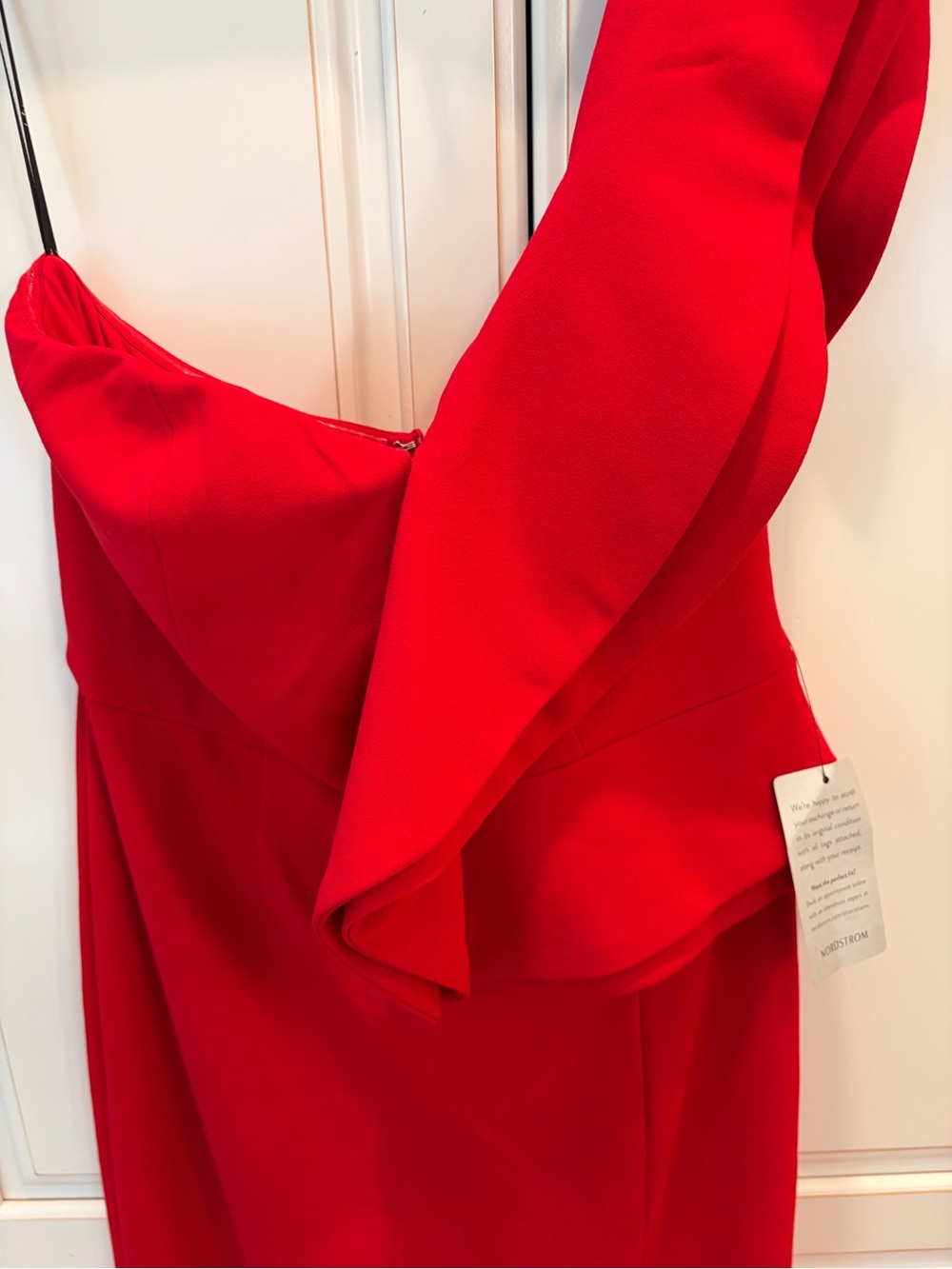 Lulus One-Shoulder Red Ruffle Gown - Picture 2 of 9